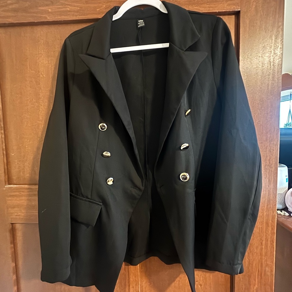 SHEIN Black Blazer with Gold Buttons